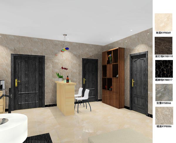 金艾陶瓷磚應用效果:徐州開元翡翠灣F戶型裝修效果鑒賞