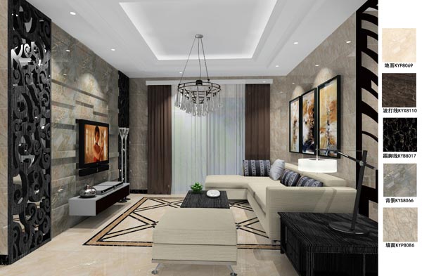 金艾陶瓷磚應用效果:徐州開元翡翠灣F戶型裝修效果鑒賞