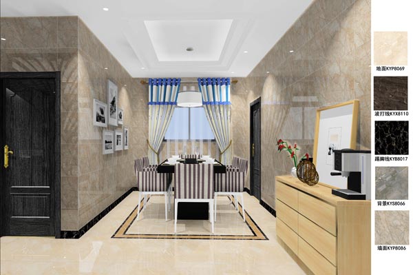 金艾陶瓷磚應用效果:徐州開元翡翠灣F戶型裝修效果鑒賞
