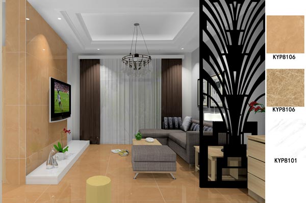 金艾陶瓷磚應用效果:大瀝碧桂園·華府02戶型裝修效果鑒賞