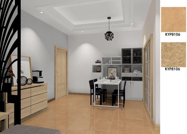 金艾陶瓷磚應用效果:大瀝碧桂園·華府02戶型裝修效果鑒賞