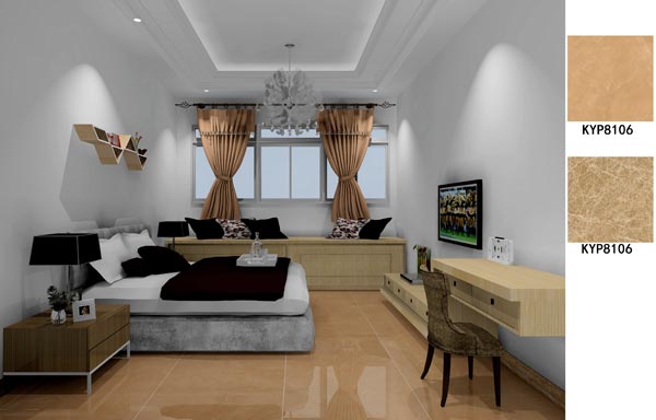 金艾陶瓷磚應用效果:大瀝碧桂園·華府02戶型裝修效果鑒賞