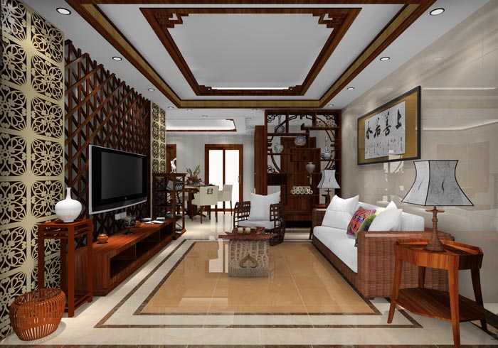 金艾陶家裝:井岡山和諧家園安置小區130㎡中式風格裝修鑒賞